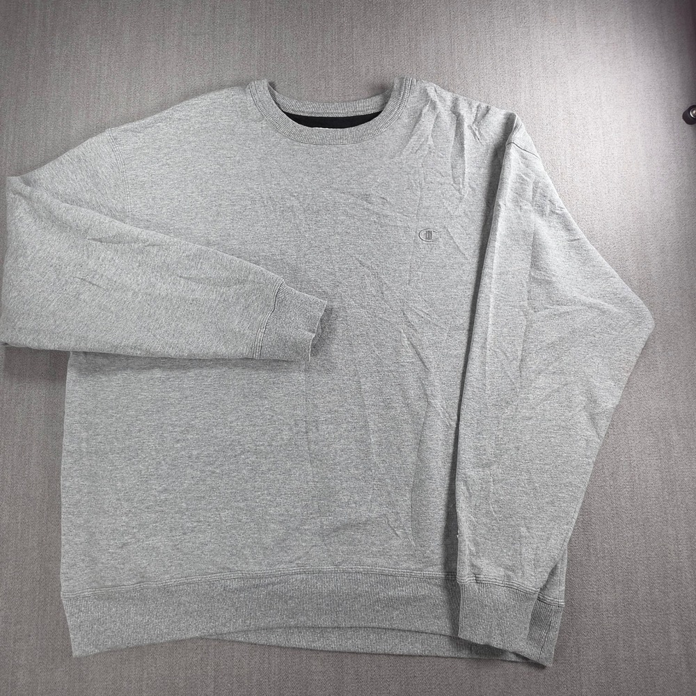 Champion Sweatshirt Mens 2XL Gray Crewneck Fleece Pullover Logo Athletic